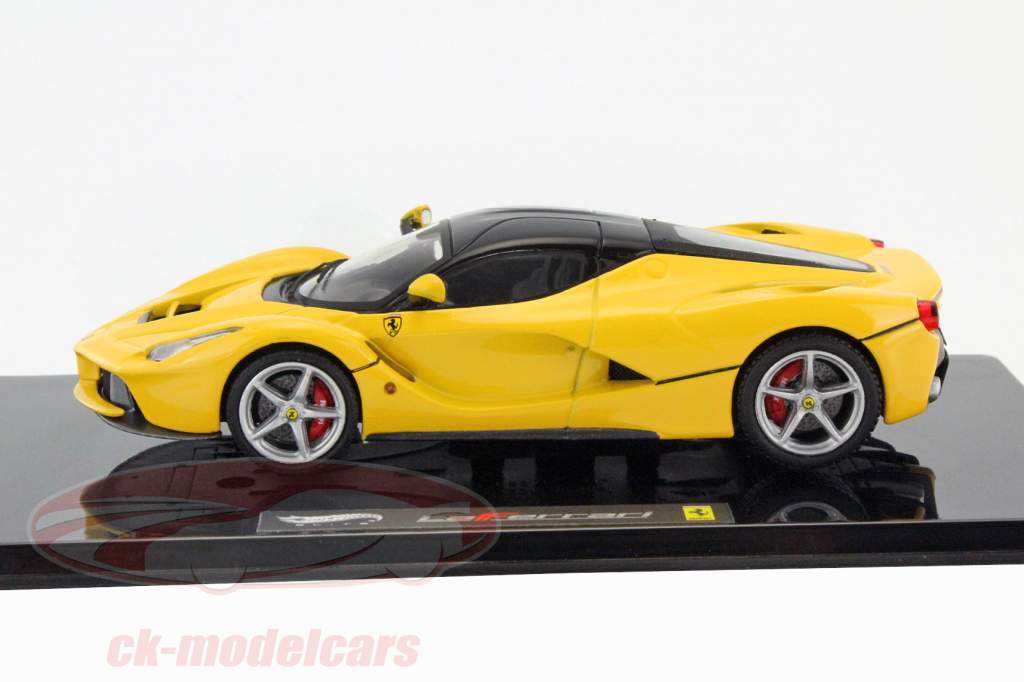 Ferrari LaFerrari Jaar 2013 geel 1:43 HotWheels Elite