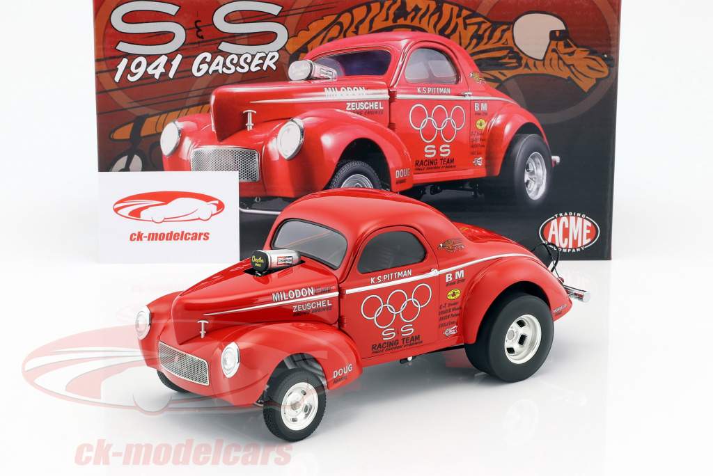 Willys Gasser Team S&S année de construction 1941 rouge 1:18 GMP