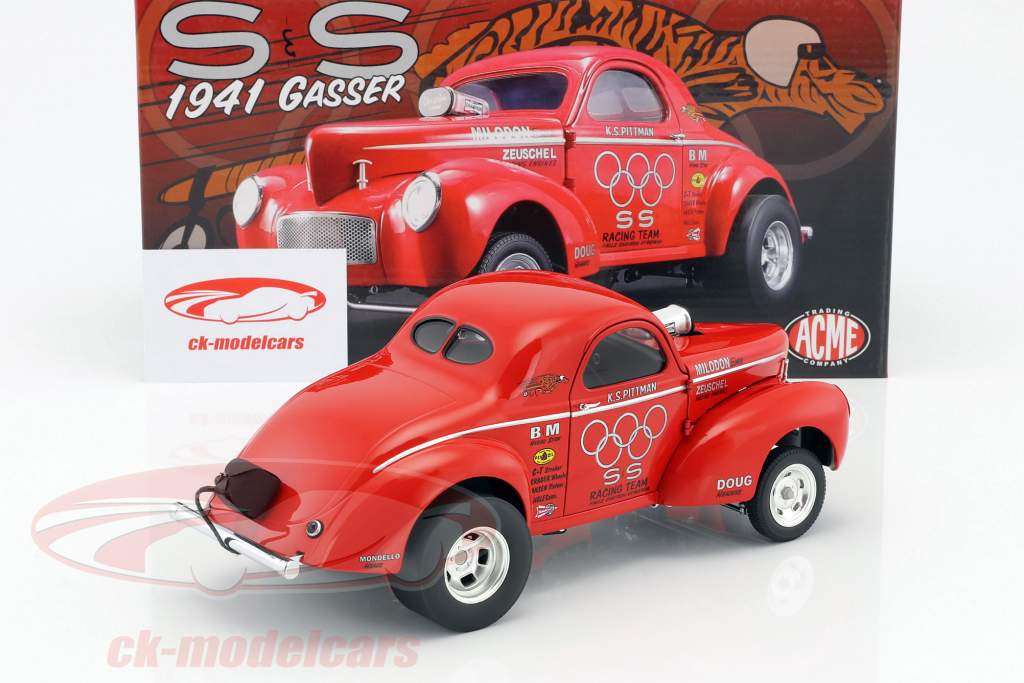 Willys Gasser Team S&S année de construction 1941 rouge 1:18 GMP