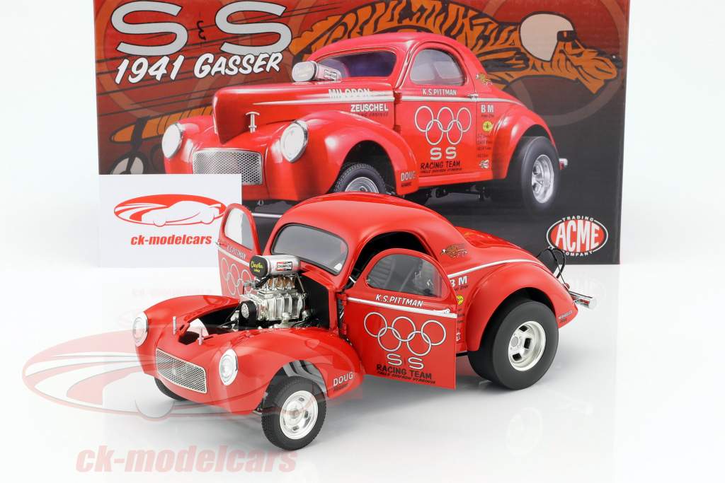Willys Gasser Team S&S année de construction 1941 rouge 1:18 GMP