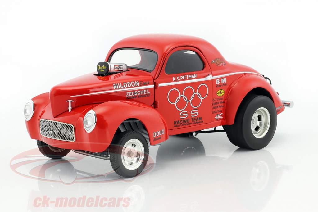 Willys Gasser Team S&S année de construction 1941 rouge 1:18 GMP