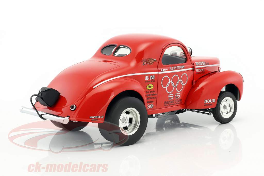 Willys Gasser Team S&S année de construction 1941 rouge 1:18 GMP