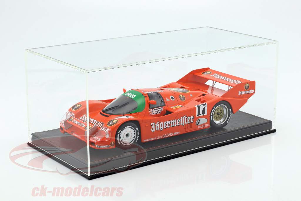 High-quality showcase with baseplate out of leather for model cars in scale 1:18 black SAFE