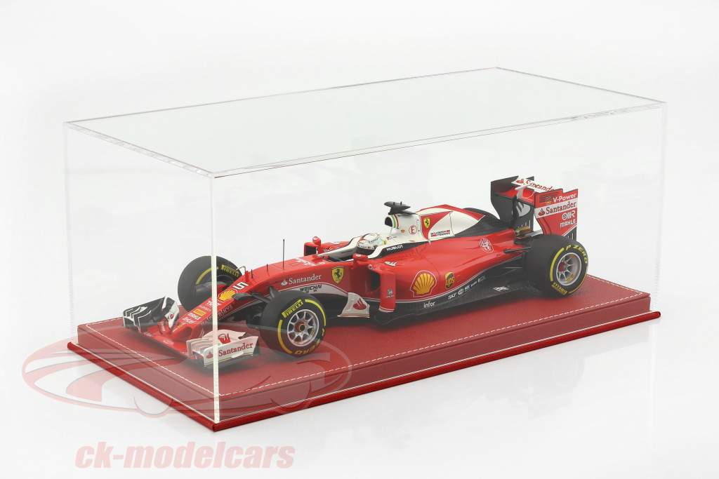 Hoge kwaliteit vitrine met basisplaat uit van leer voor model- auto&#39;s in schaal 1:18 rood VEILIG