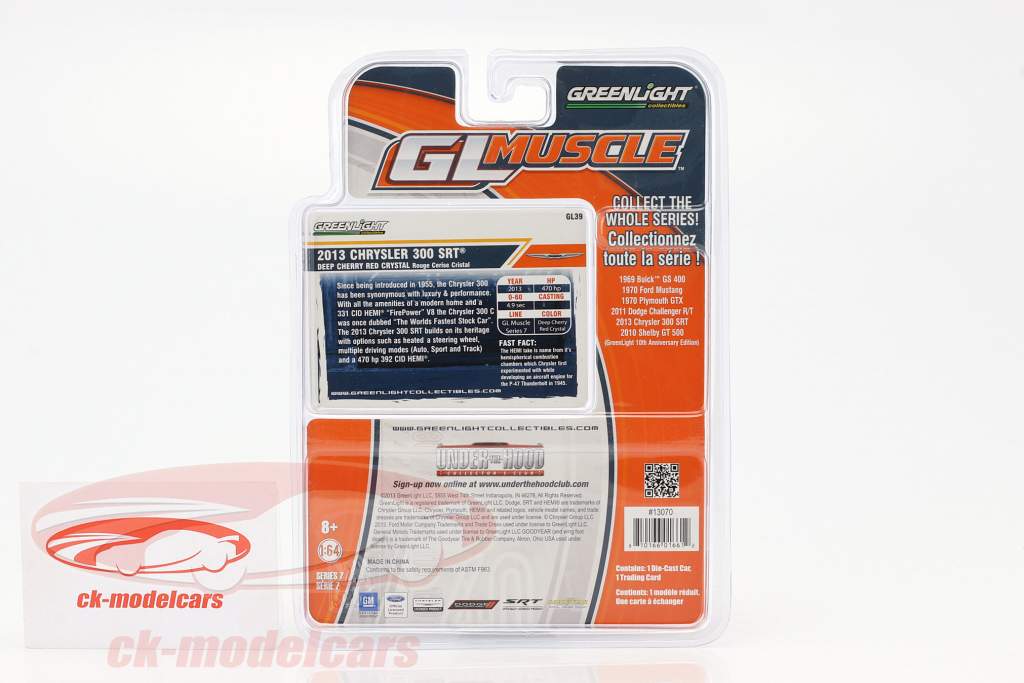 Chrysler 300 SRT Opførselsår 2013 rød 1:64 Greenlight