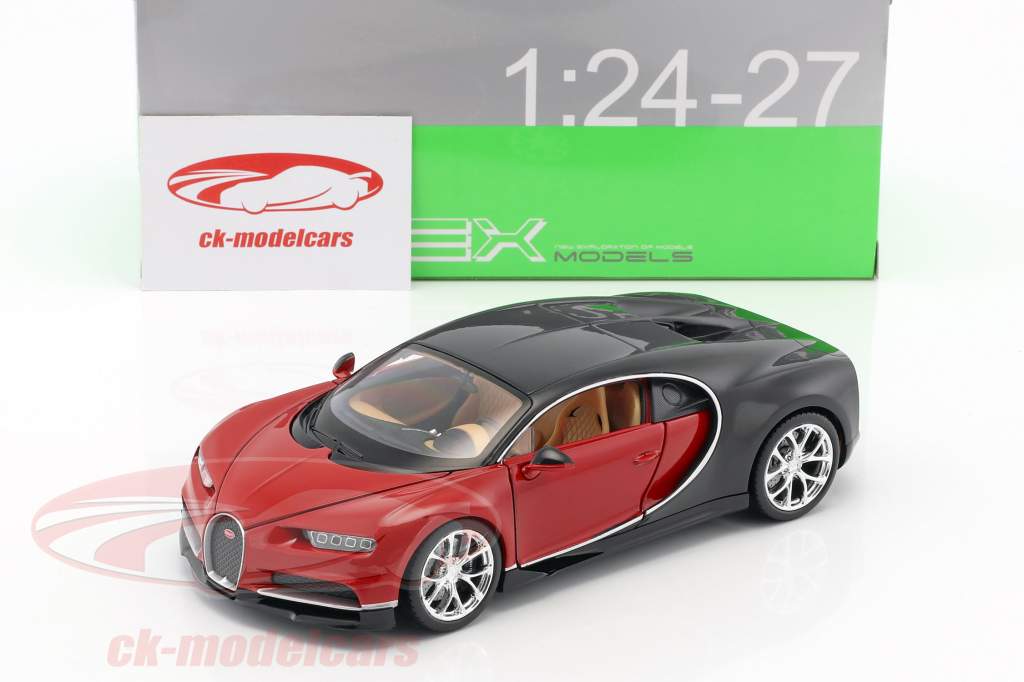 Bugatti Chiron año de construcción 2017 rojo / negro 1:24 Welly