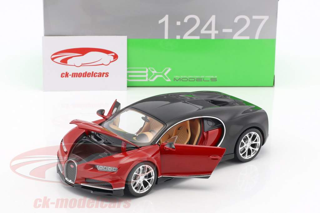 Bugatti Chiron 建造年份 2017 红 / 黑 1:24 Welly