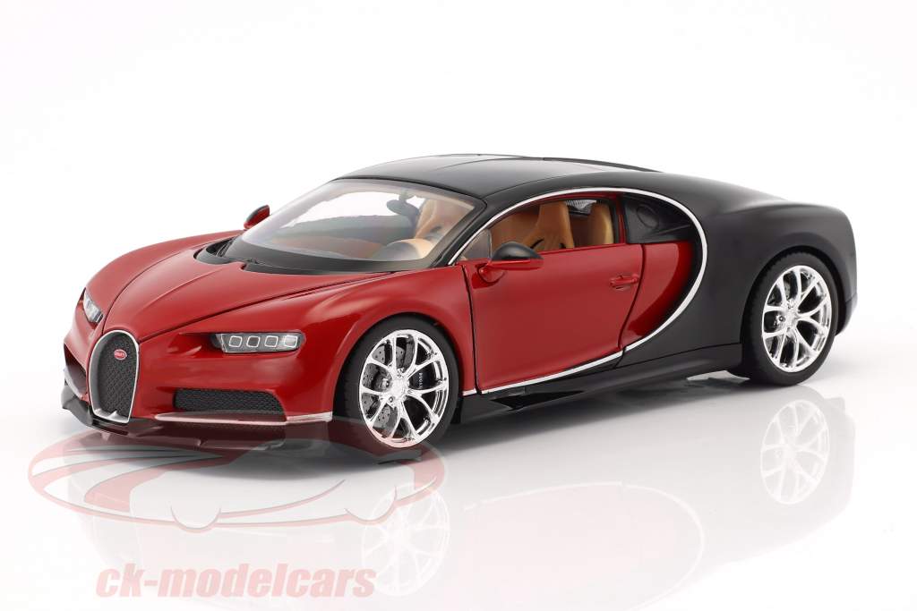 Bugatti Chiron año de construcción 2017 rojo / negro 1:24 Welly