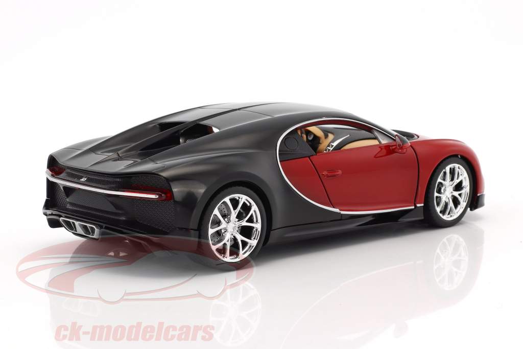 Bugatti Chiron ano de construção 2017 vermelho / preto 1:24 Welly