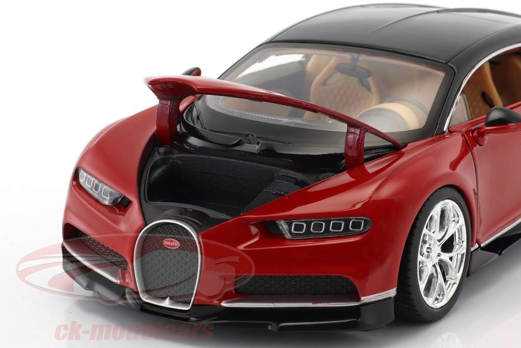 Bugatti Chiron ano de construção 2017 vermelho / preto 1:24 Welly