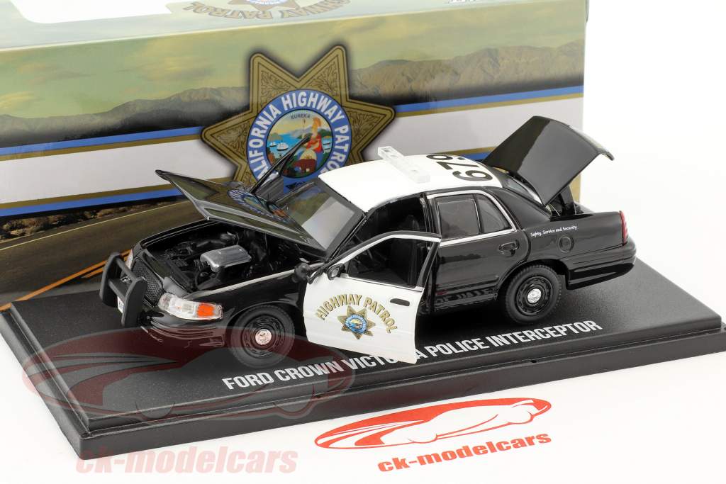 Ford Crown Victoria Police Interceptor Bouwjaar 2008 zwart / wit 1:43 Greenlight