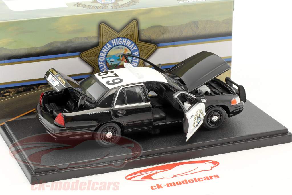 Ford Crown Victoria Police Interceptor Bouwjaar 2008 zwart / wit 1:43 Greenlight