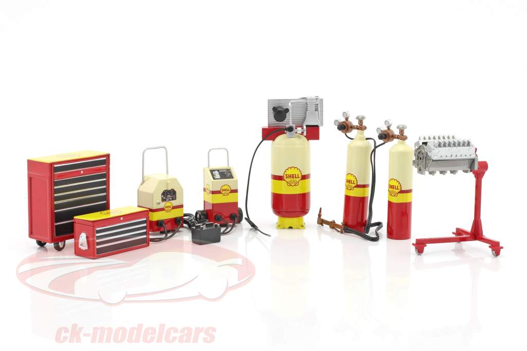 garage accessoire ensemble Shell Oil 1:18 GMP
