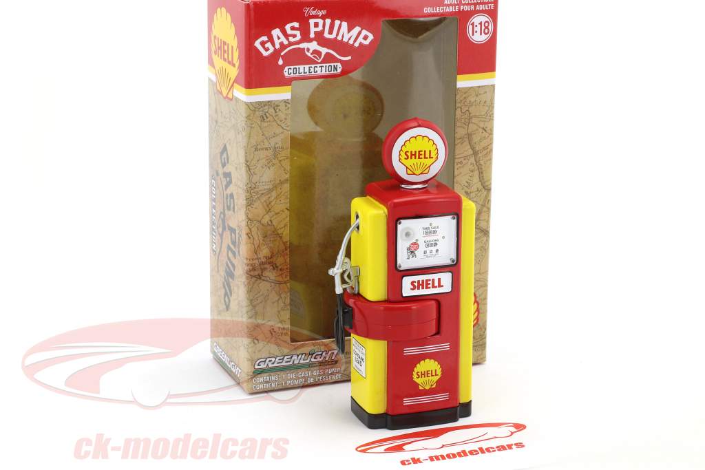 Annata Gas Pompa Shell rosso / giallo 1:18 Greenlight
