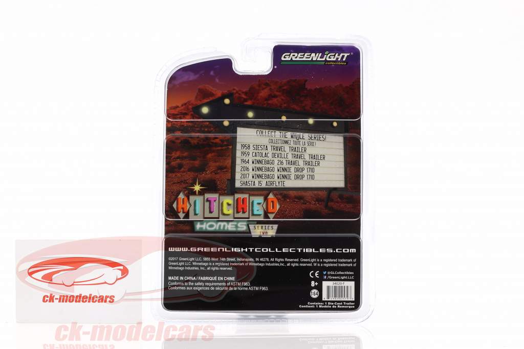 Winnebago Winnie Drop 1710 大篷车 建造年份 2017 橙 / 白 1:64 Greenlight