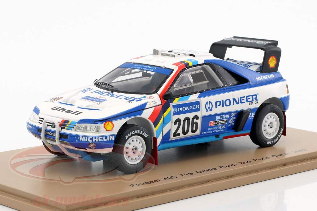 Peugeot 405 T16 Grand Raid #206 segundo Rallye Dakar 1989 Ickx, Tarin 1:43 Spark