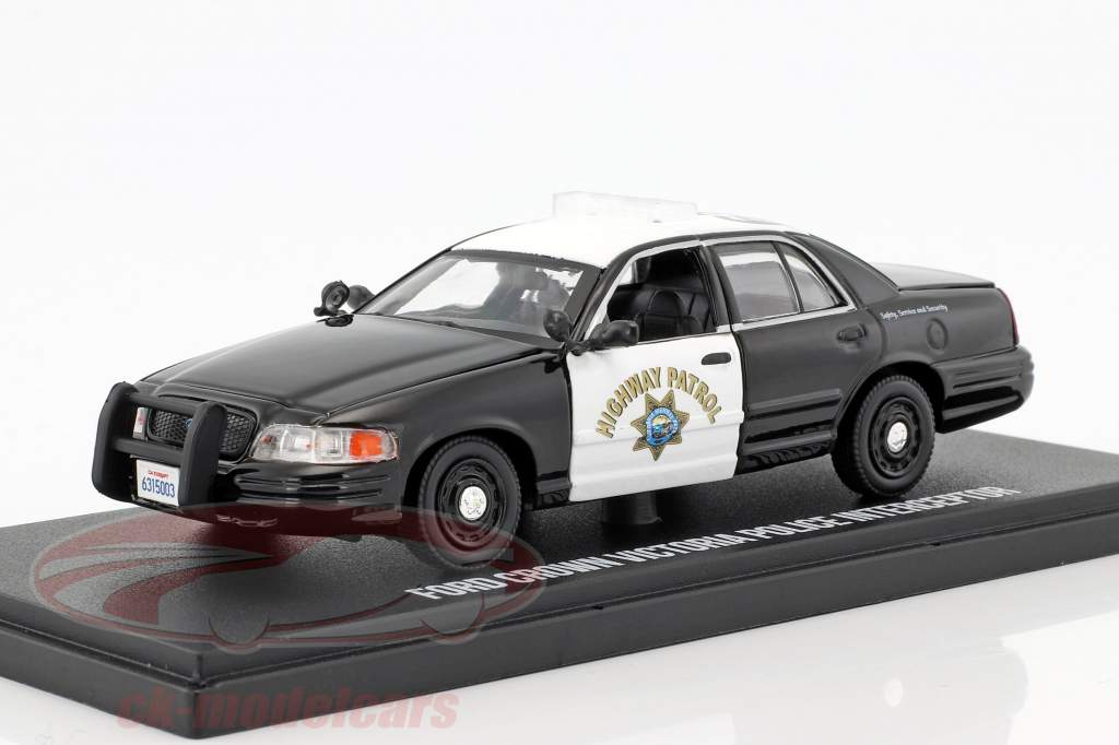 Ford Crown Victoria Police Interceptor Bouwjaar 2008 zwart / wit 1:43 Greenlight