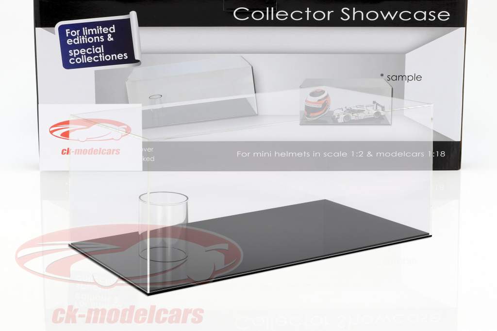alto qualità vetrina per 1 casco in scala 1:2 e 1 Modelcar in scala 1:18 nero SAFE