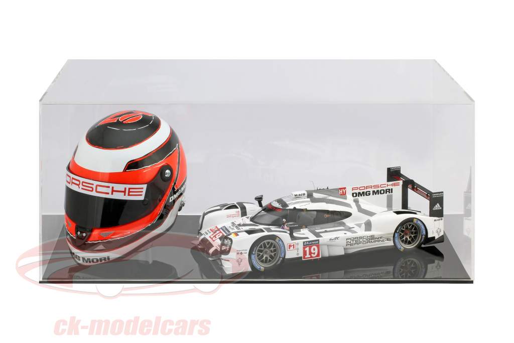 haut qualité vitrine pour 1 casque en échelle 1:2 et 1 Modelcar en échelle 1:18 noir SAFE