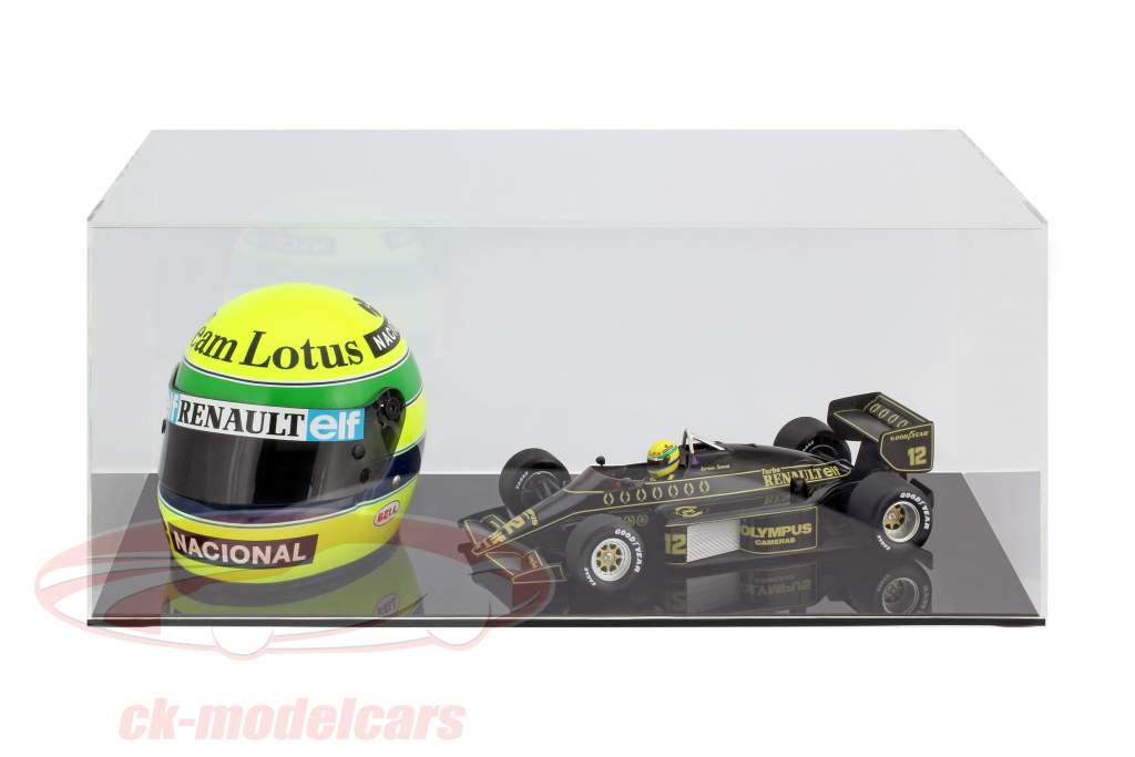 alto qualità vetrina per 1 casco in scala 1:2 e 1 Modelcar in scala 1:18 nero SAFE