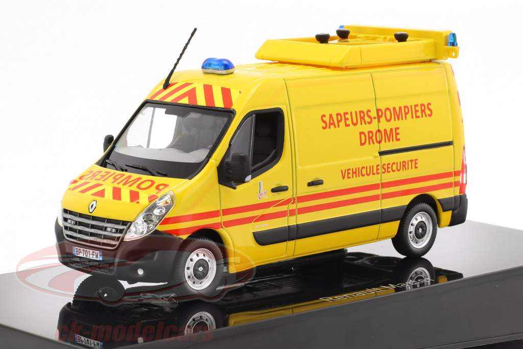 Renault Master Pompiers Vehicule Securite 築 2011 黄色 / 赤 1:43 Norev