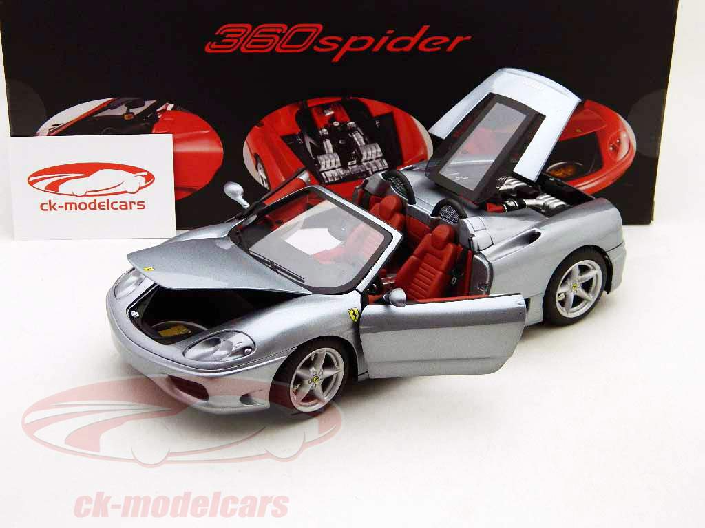 Ferrari 360 Modena Spyder cinza prata metálico 1:18 HotWheels Elite