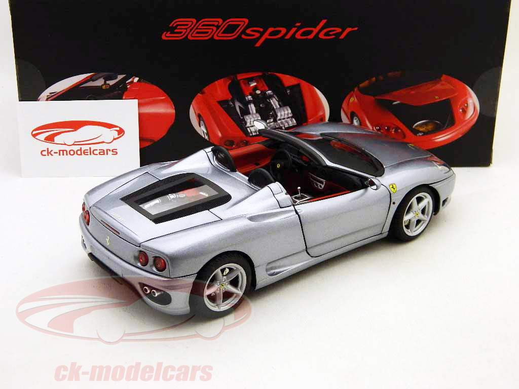 Ferrari 360 Modena Spyder zilvergrijs metallic 1:18 HotWheels Elite