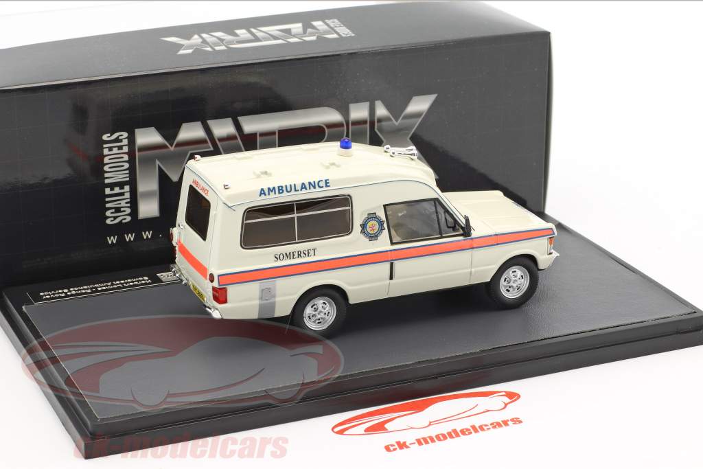 Land Rover Range Rover Herbert Lomas Somerset Ambulance Service ano de construção 1972 branco 1:43 Matrix