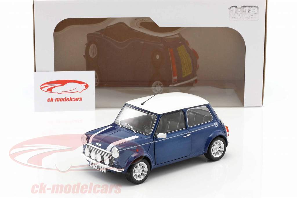 Mini Cooper 1.3i Sport Pack 建造年份 1997 蓝 金属的 / 白 1:18 Solido