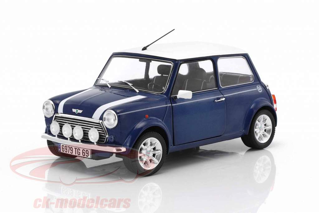 Mini Cooper 1.3i Sport Pack 建造年份 1997 蓝 金属的 / 白 1:18 Solido