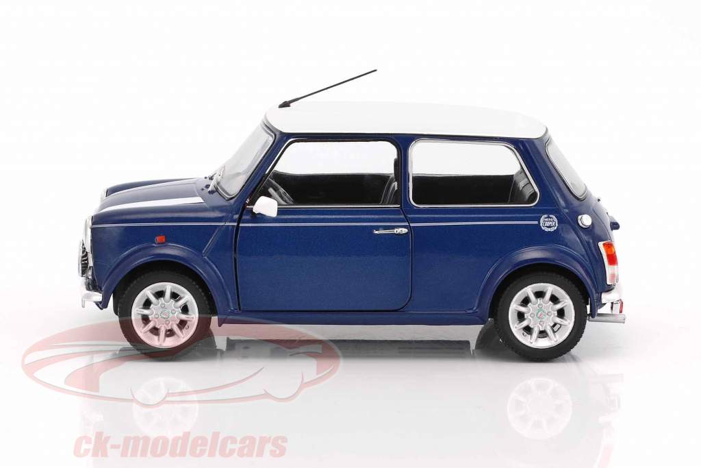 Mini Cooper 1.3i Sport Pack 建造年份 1997 蓝 金属的 / 白 1:18 Solido