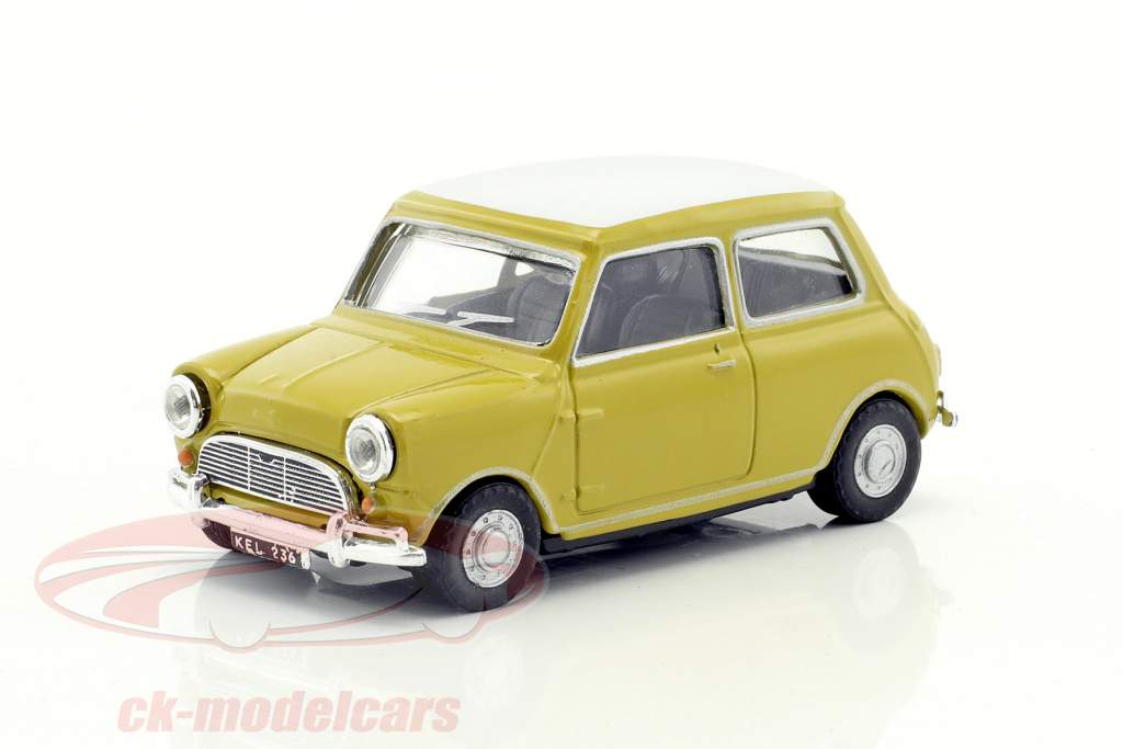 Mini Cooper année de construction 1969 moutarde jaune / blanc 1:43 Cararama
