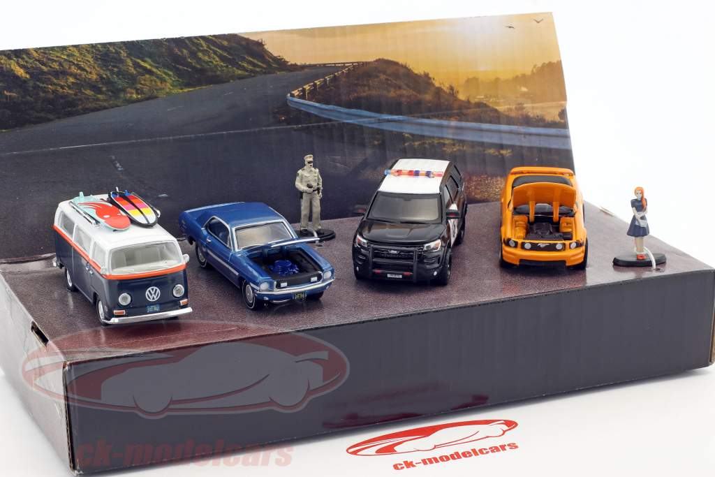 4-Car Set Pacific Coast Highway Road Trip 1:64 Greenlight