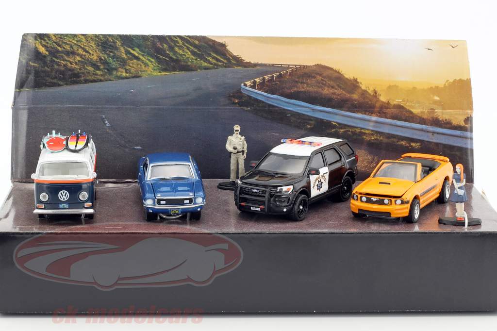 4-Car Set Pacific Coast Highway Road Trip 1:64 Greenlight