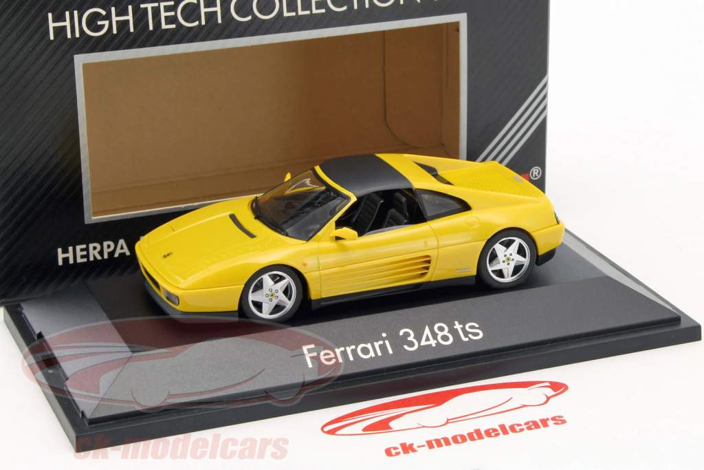 3-Car set Ferrari 348 TS, F40 & Testarossa Spyder giallo 1:43 Herpa