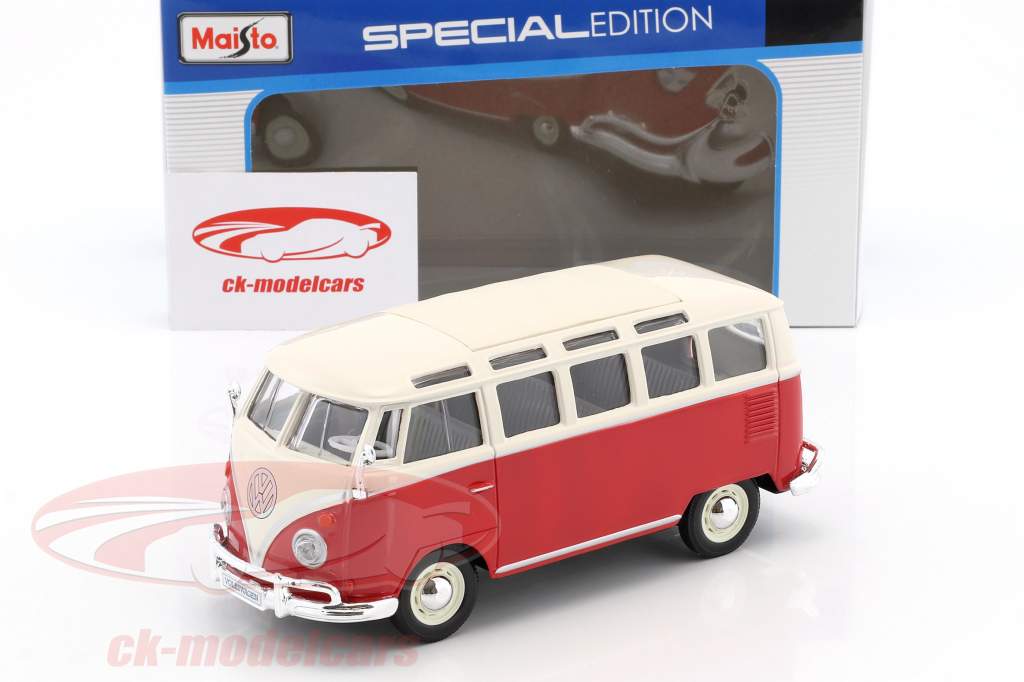 Volkswagen VW Samba bus red / white 1:24 Maisto