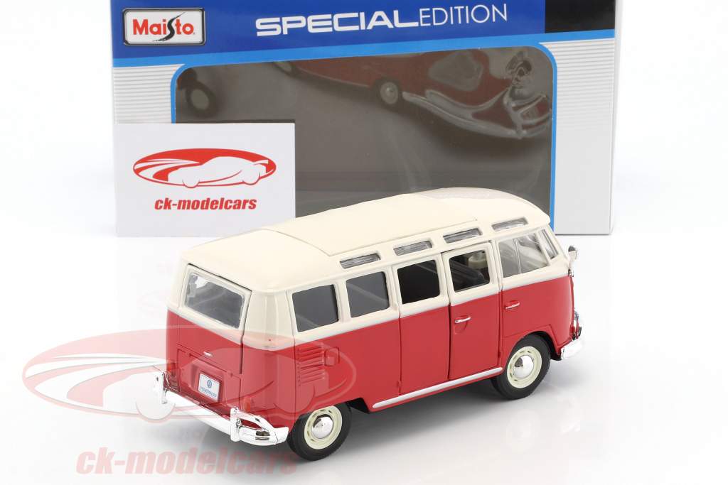 Volkswagen VW Samba bus red / white 1:24 Maisto