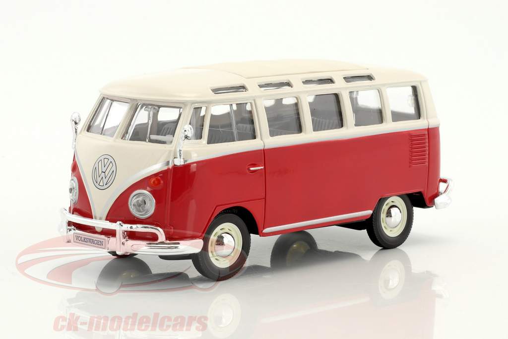 Volkswagen VW Samba bus rood / wit 1:24 Maisto