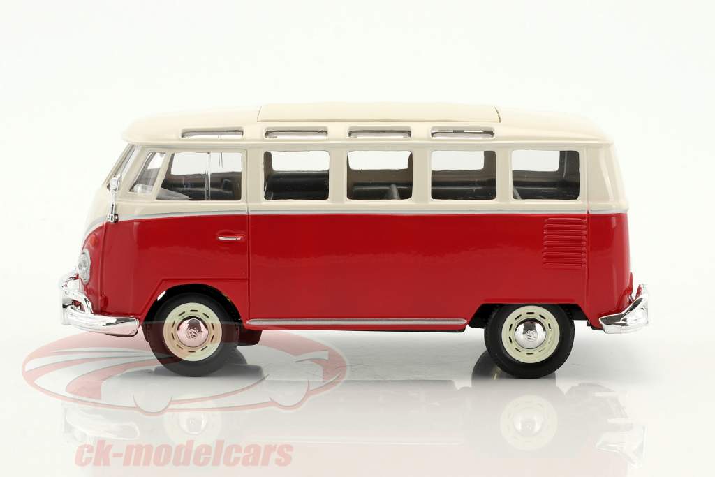 Volkswagen VW Samba bus rood / wit 1:24 Maisto