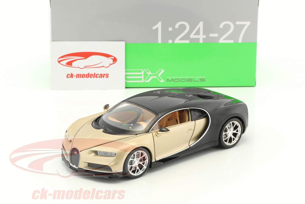 Bugatti Chiron année de construction 2017 or / noir 1:24 Welly