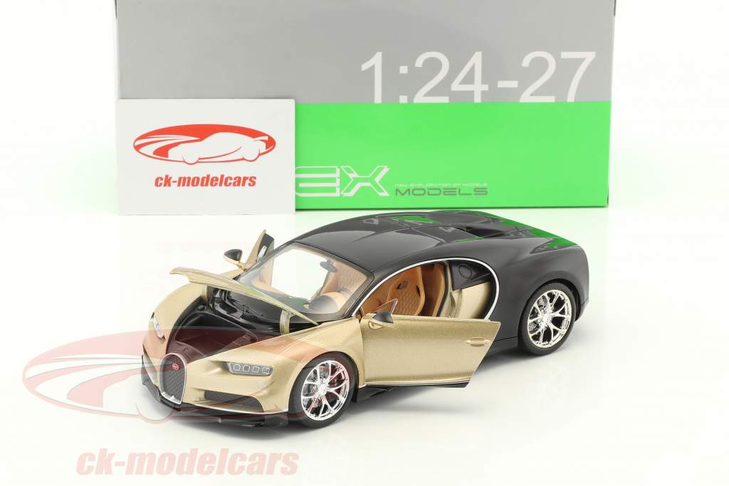 Bugatti Chiron año de construcción 2017 oro / negro 1:24 Welly