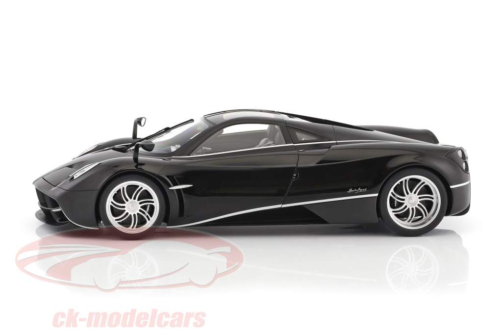 Pagani Huayra ano de construção 2011 lustroso preto com prata listras 1:12 AUTOart