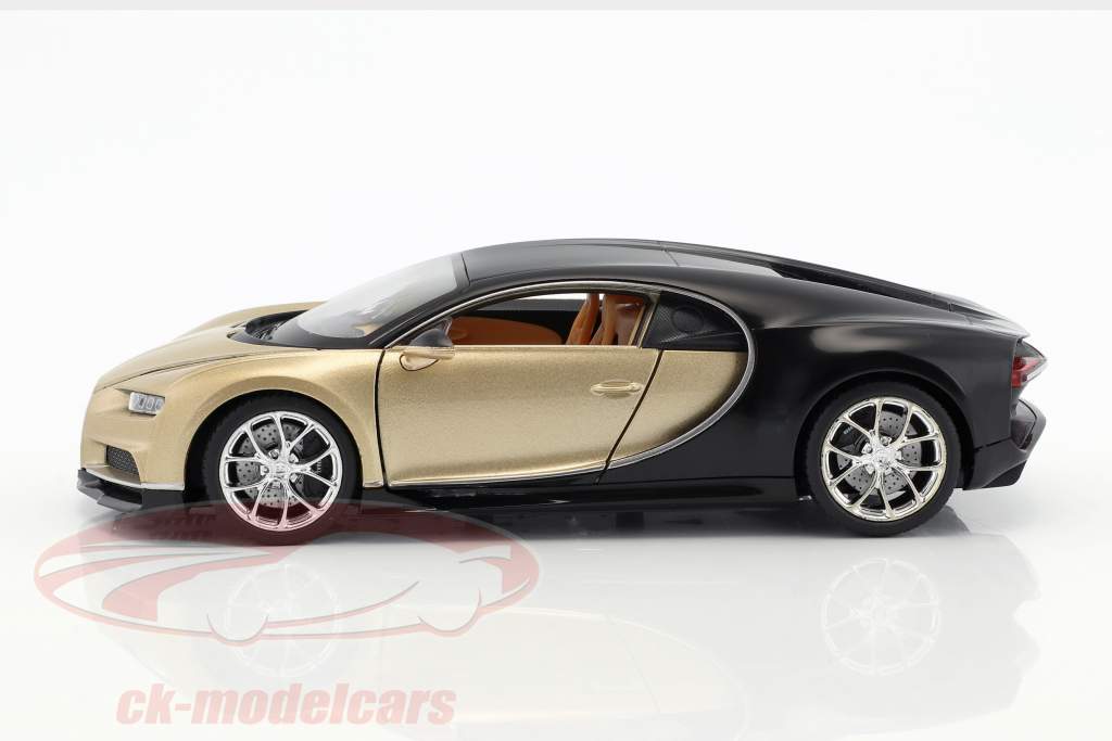 Bugatti Chiron année de construction 2017 or / noir 1:24 Welly