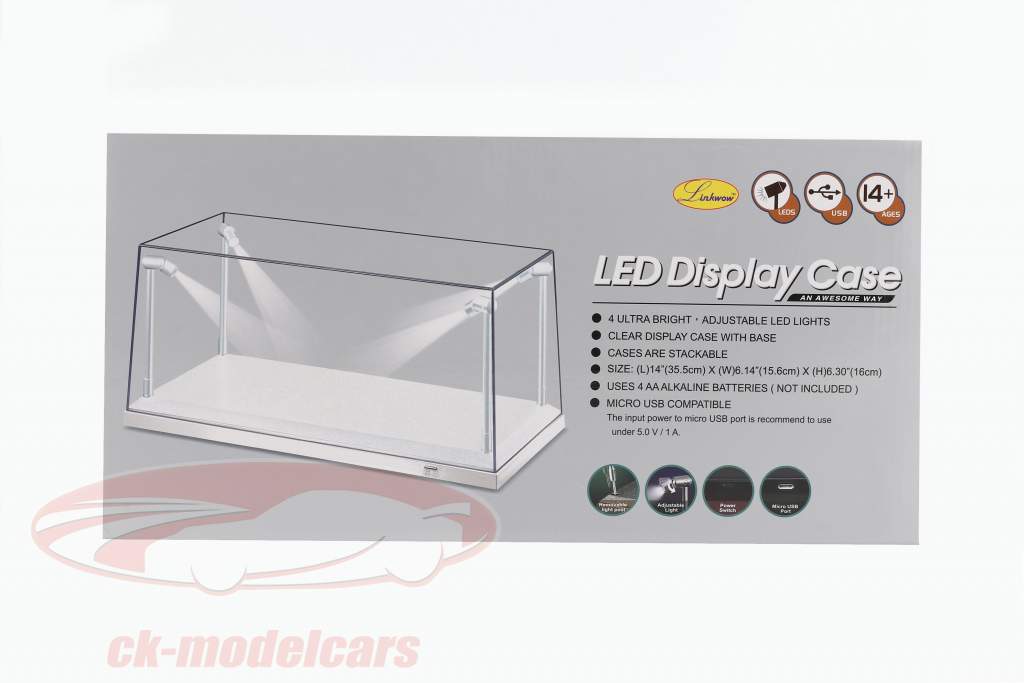 Single vitrine wit met 4 led lampen voor modelauto&#39;s in schaal 1:18 Triple9