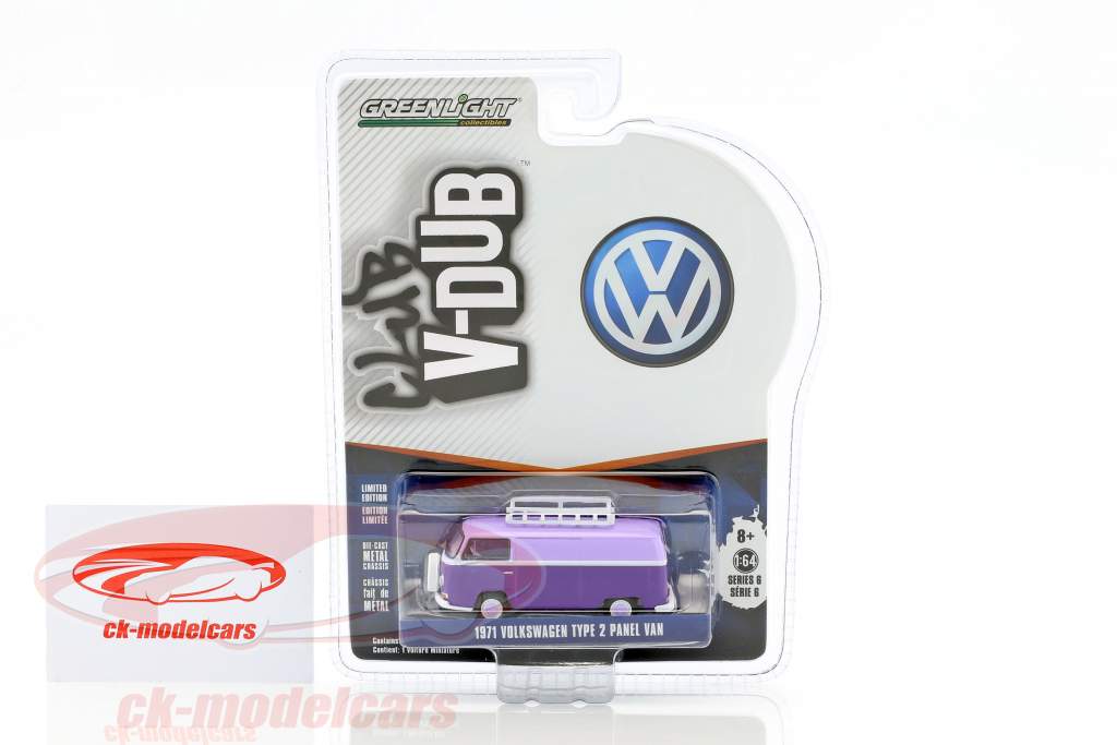 Volkswagen VW T2 Panel Van светло-фиолетовый / темно-фиолетовый 1:64 Greenlight