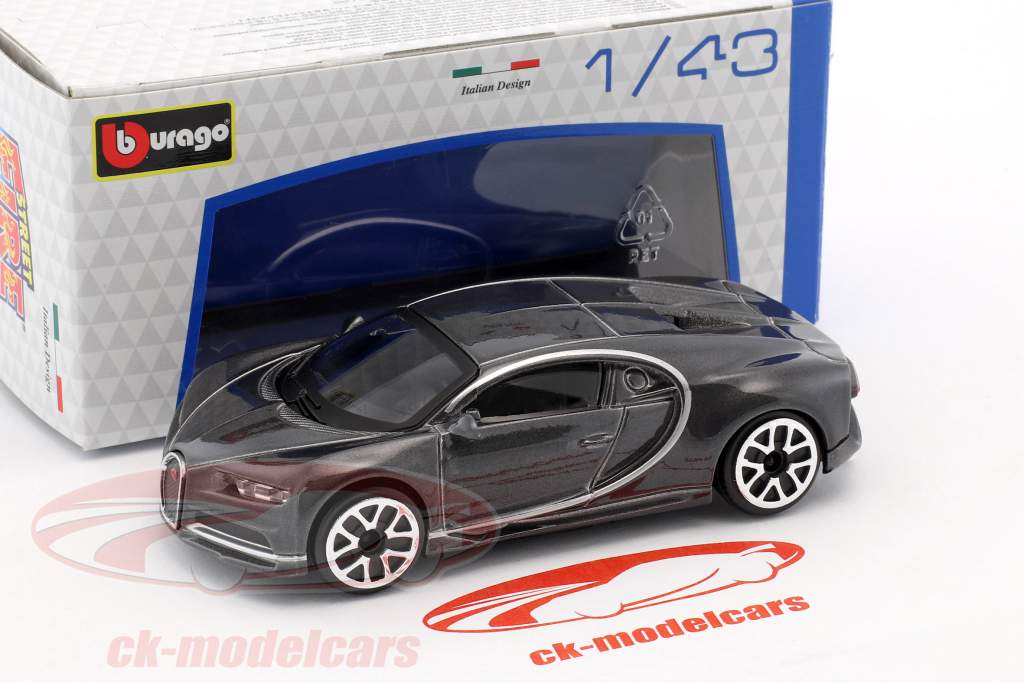 Bugatti Chiron gris oscuro metálico 1:43 Bburago