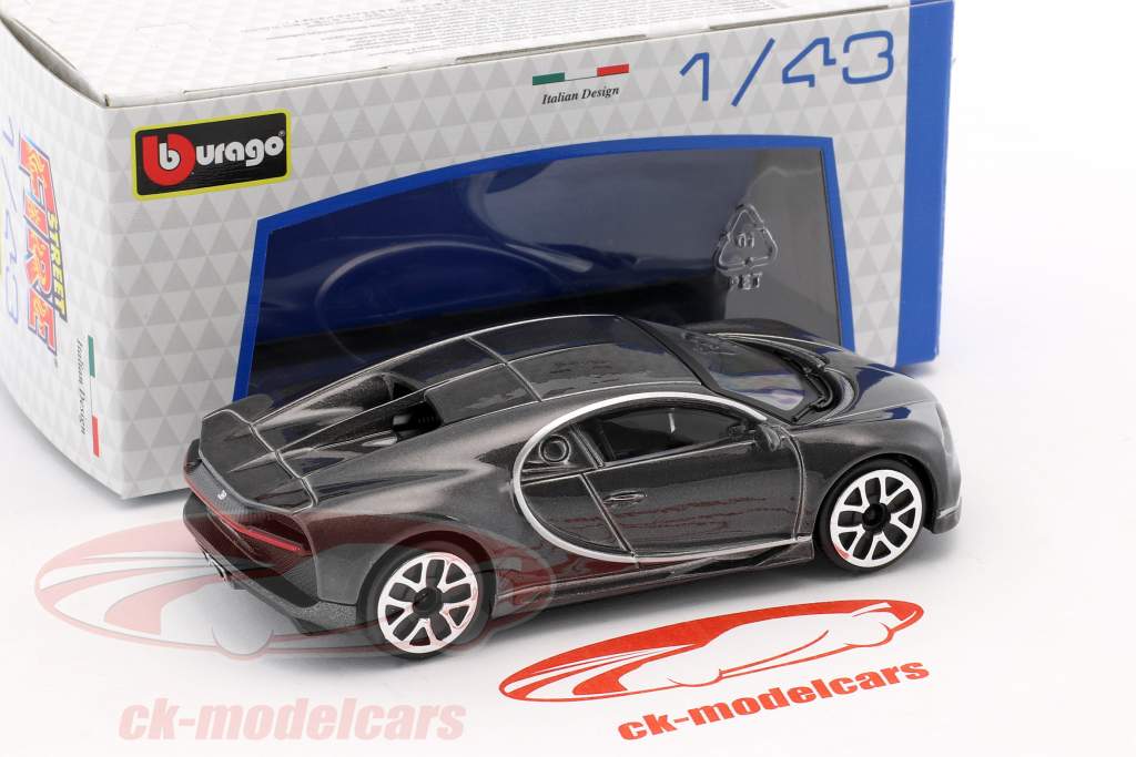 Bugatti Chiron gris oscuro metálico 1:43 Bburago