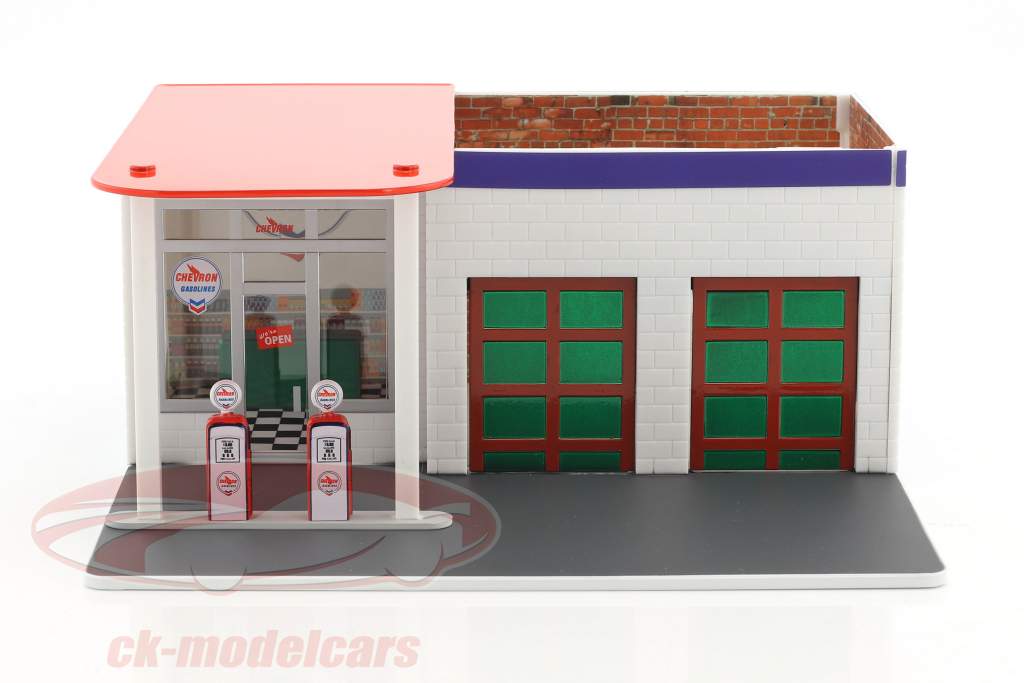 ヴィンテージ ガソリンスタンド Chevron Mechanic's Corner Series 2 グリーン バージョン 1:64 Greenlight