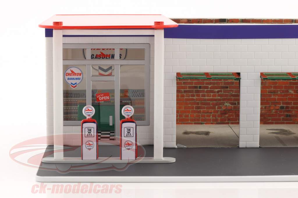 ヴィンテージ ガソリンスタンド Chevron Mechanic's Corner Series 2 グリーン バージョン 1:64 Greenlight