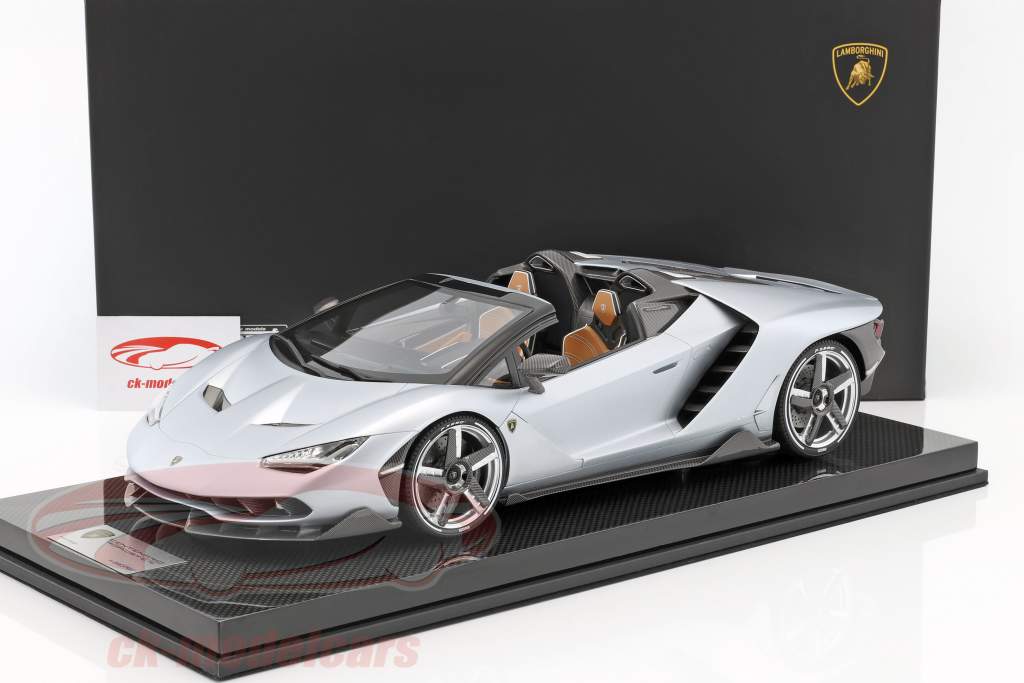 Lamborghini Centenario Roadster silver with showcase 1:12 LookSmart